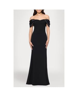Blondie Nites Off The Shoulder Scuba Knit & Crepe Mermaid Gown - Black