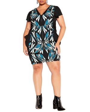 City Chic Nadia Print Tunic - Blue