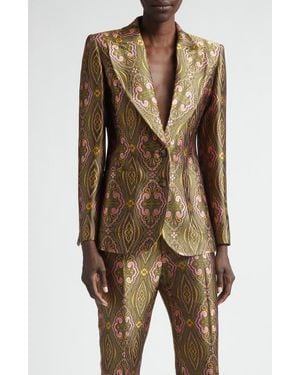 Etro Fitted Jacquard Jacket - Green