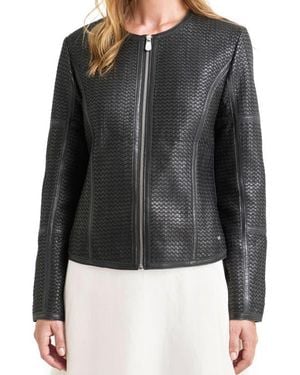 Velez Woven Leather Jacket - Black