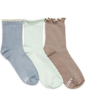 Muk Luks Whisper Assorted 3-Pack Crew Socks - Blue