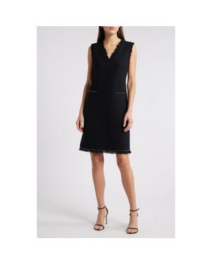 Kobi Halperin Dale Chain Trim Sleeveless Cotton Blend Tweed Sheath Dress - Black