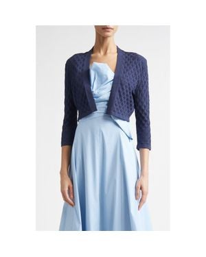 Lela Rose Diamond Pointelle Bolero - Blue