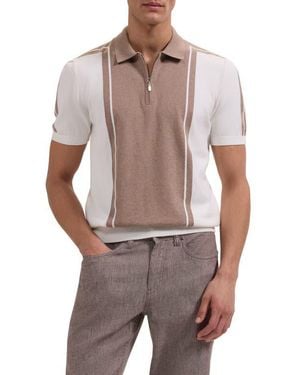 Bugatchi Quarter Zip Polo Sweater - Gray
