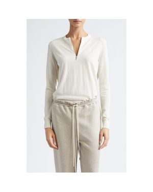 Partow Mallory Half Zip Sweater - White
