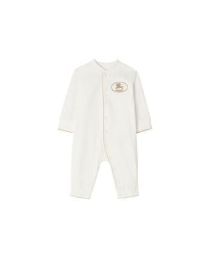 Burberry Knight Stamp Cotton Jumpsuit - White