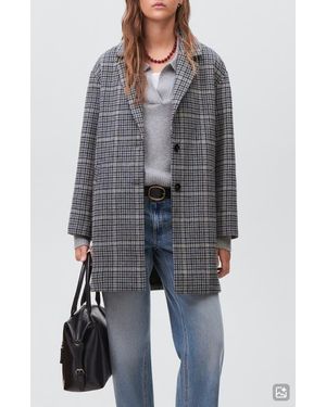 MANGO TEEN Check Longline Coat - Gray