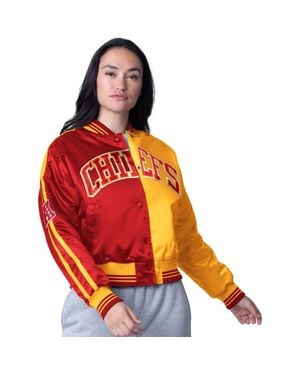 Starter Kansas City Chiefs Zone Blitz Cropped Full-Snap Satin Jacket - Orange