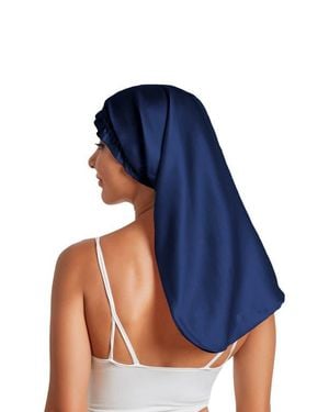 SILKSILKY Elegant Long Pure Silk Bonnet - Blue