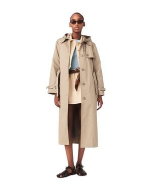 Maje Trench With Removable Hood - Natural