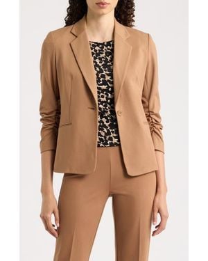 Anne Klein Scrunch Sleeve One-Button Jacket - Natural