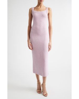 St. John Juliette Metallic Mouliné Cotton & Silk Blend Sweater Dress - Pink