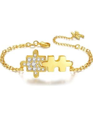 Classicharms Jigsaw Puzzle Zirconia Bracelet - Metallic