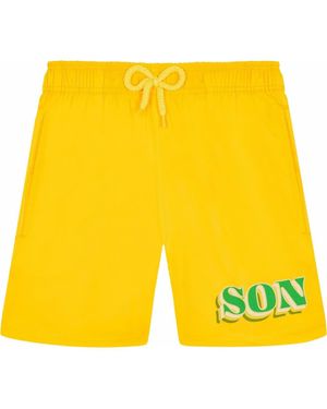 Vilebrequin Kids' Stretch Swim Trunks Dad And Son - Yellow