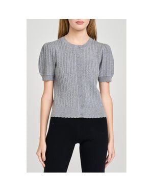 Wayf Sandra Cable Short Sleeve Cardigan - Gray