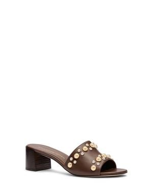 Stuart Weitzman Perry Leather Slide Sandal - Brown