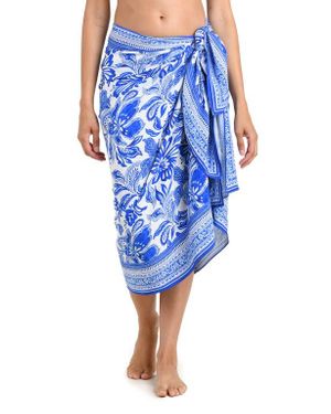 La Blanca Botanical Brocade Cover-Up Pareo - Blue