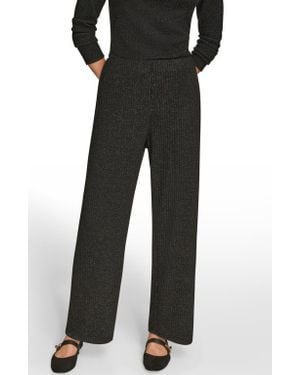 Donna Karan Wide Leg Rib Sweater Pants - Black