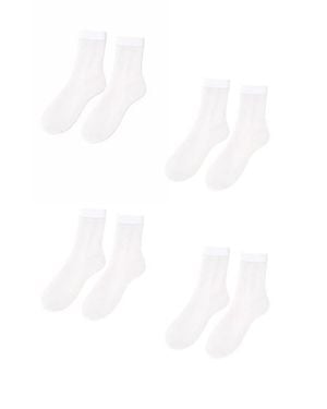 LECHERY 8-Pack Glossy Sheer Everyday Knee-Highs - White