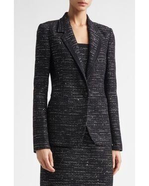 St. John Cannes Stud Trim Tweed Jacket - Black