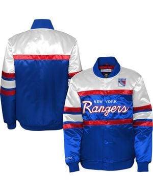 Mitchell & Ness Youth New York Rangers Satin Raglan Full-Snap Jacket - Blue