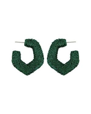 Panacea Geometric Beaded Hoop Earrings - Green