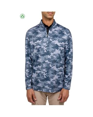 Con.struct Regular Fit Camo Print Recycled Performance Quarter Zip - Blue