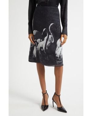 Ferragamo Trinidad Print Silk Georgette Midi Skirt - Black