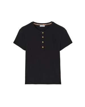 Burberry Cropped Cotton T-Shirt - Black