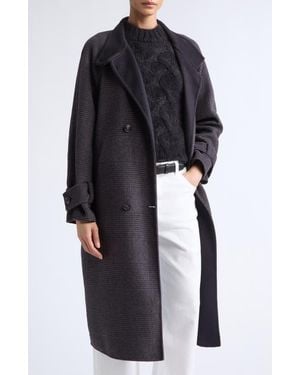 Eleventy Military Double Breasted Wool & Cashmere Coat - Black
