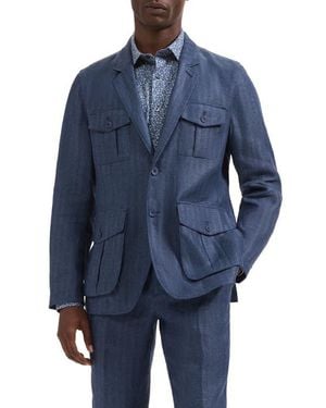 Bugatchi Linen Safari Jacket - Blue