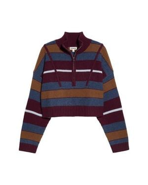 STAUD Hampton Cropped Cashmere Sweater - Blue