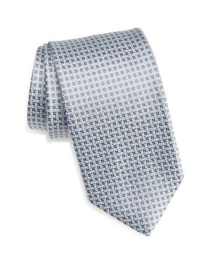 David Donahue Geometric Jacquard Silk Tie - Gray