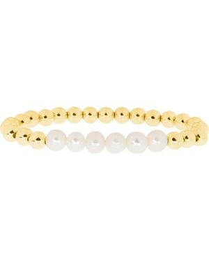 Marlyn Schiff Millie Faux Pearl & Bead Stretch Bracelet - Metallic