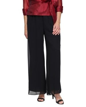 Alex Evenings Chiffon Palazzo Pants - Black