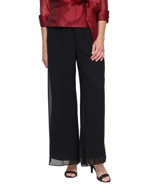 Alex Evenings Chiffon Palazzo Pants - Black