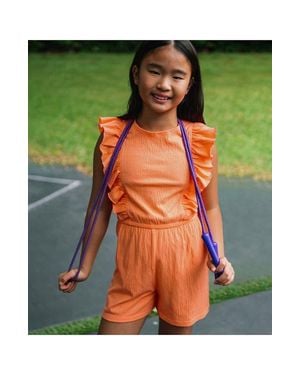 Lands' End Girls Sleeveless Ruffle Knit Romper - Green