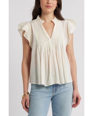 Caslon Ruffled Pleated Top - White