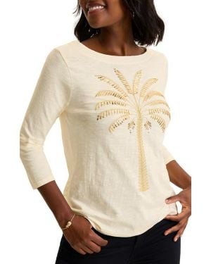 Tommy Bahama Puerta Del Sol Palm Tree Sequin Embellished Organic Cotton T-Shirt - Natural