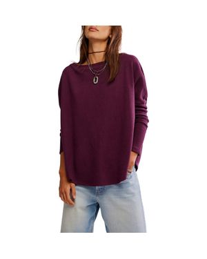 Free People Latte Oversize Thermal Top - Purple