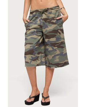 Edikted Camo Rush Drawstring Bermuda Shorts - Green