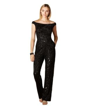 LARA New York Beaded Off Shoulder Jumpsuit - Black