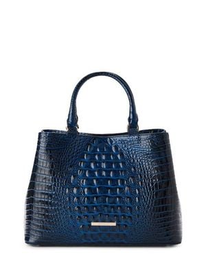 Brahmin Small Denise Croc Embossed Leather Satchel - Blue
