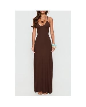 Princess Polly Pasita Halter Tie Up Maxi Dress - Brown