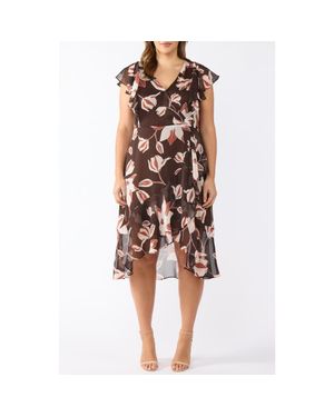 Estelle Azalea Petal Faux Wrap Dress - Multicolor