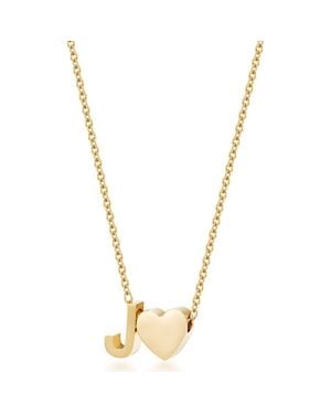 Jane Basch Initial Heart Pendant Necklace - Metallic