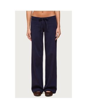 Edikted Claudia Stretch Cotton Straight Leg Drawstring Pants - Blue