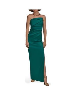 Donna Karan Ruched Strapless Gown - Green