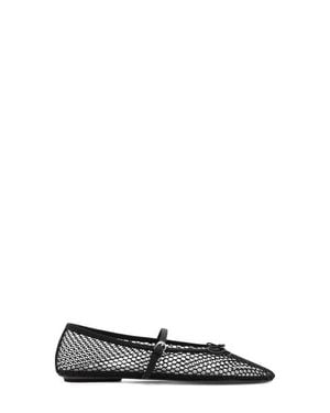 Mango Buckle Strap Fishnet Ballet Flat - Black