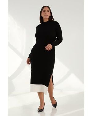KADA The Rib Sweater Midi Dress - Black